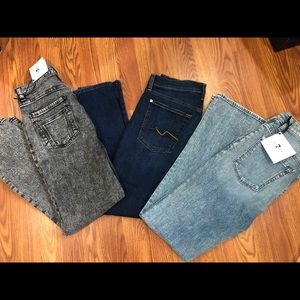 3 pairs of 7 for all Man kind jeans.